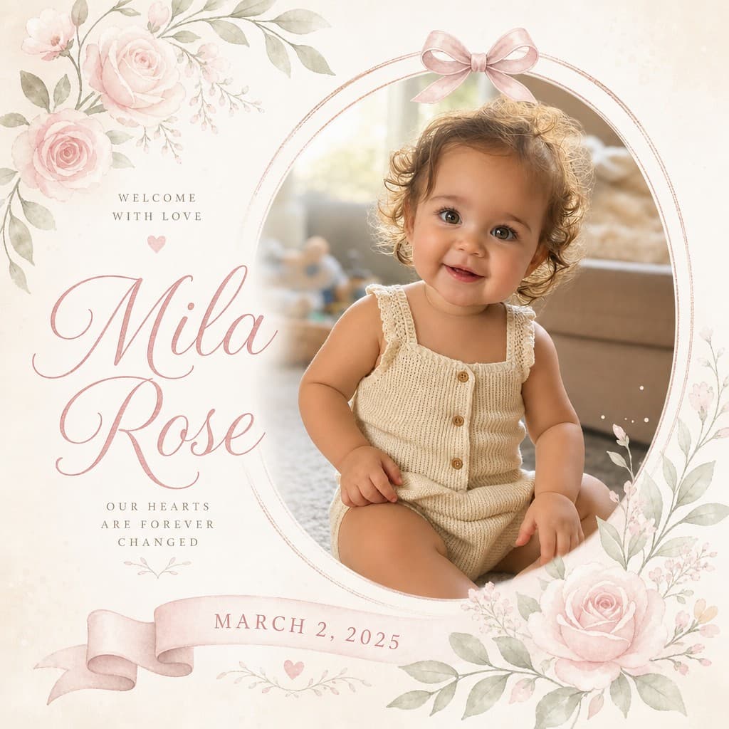 A real announcement card generated from one photo